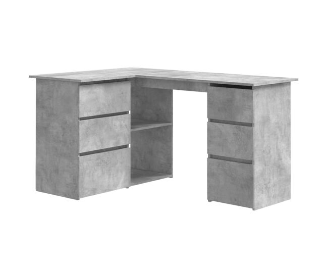 Escritorio - mesa de ordenador de esquina contrachapada gris hormigón 145x100x76 cm