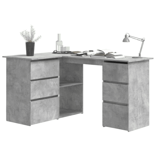 Secretária de canto - Mesa de computador derivados de madeira cinzento cimento