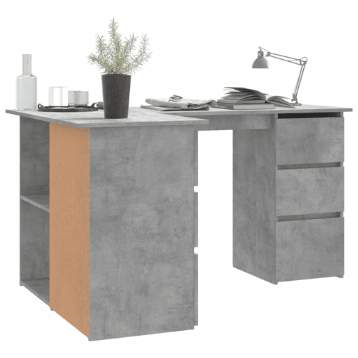 Secretária de canto - Mesa de computador derivados de madeira cinzento cimento