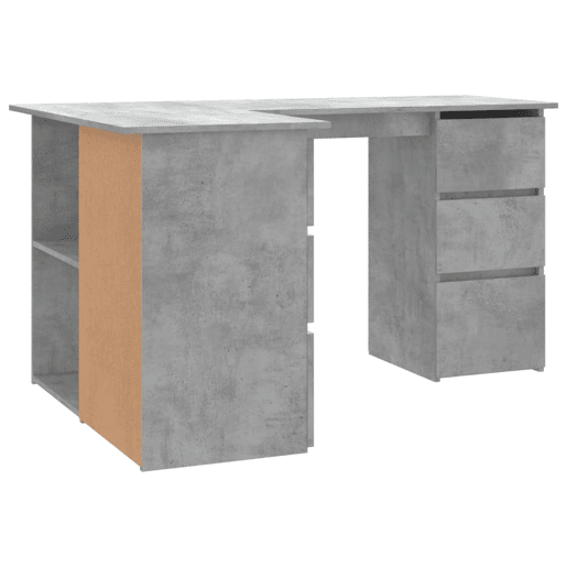 Secretária de canto - Mesa de computador derivados de madeira cinzento cimento