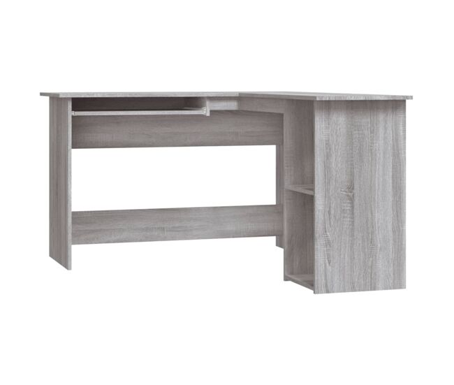 Escritorio - mesa de ordenador de esquina madera contrachapada gris 120x140x75 cm