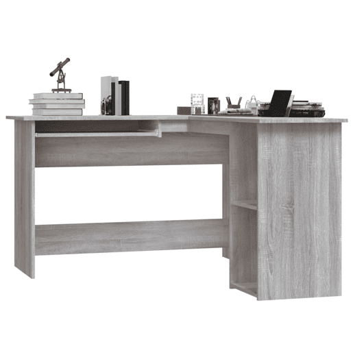 Secretária de canto - Mesa de computador 120x140x75cm derivados madeira cinza sonoma