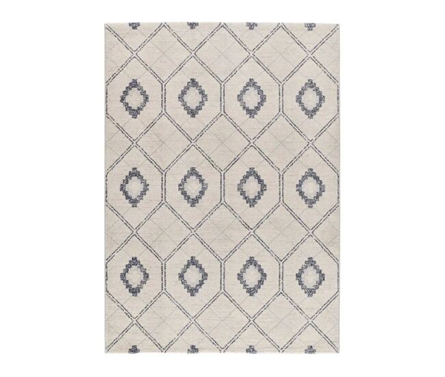 Alfombra geométrico azul / blanco SIROCO, 160x230 cm - ATTICGO