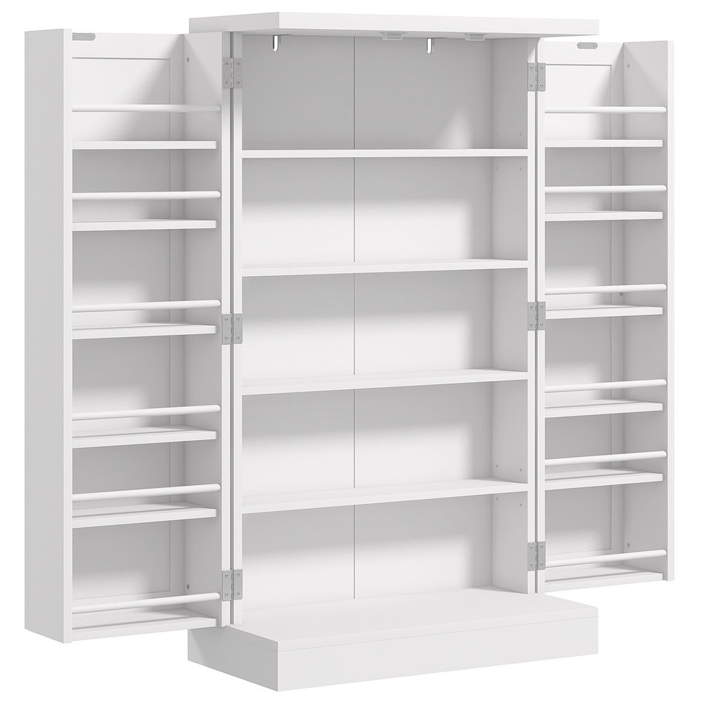 Homcom armario de cocina, armario despensa cocina, con 2 puertas, 16 estantes, alacena moderna, con estantes ajustables, para comedor, salón, 60x30x104 cm, blanco
