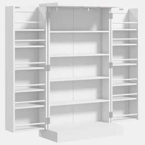 HOMCOM Armário de Cozinha Armário Despensa Cozinha com 2 Portas 16 Prateleiras Aparador Moderno com Prateleiras Ajustáveis para Sala de Jantar Sala 60x30x104 cm Branco