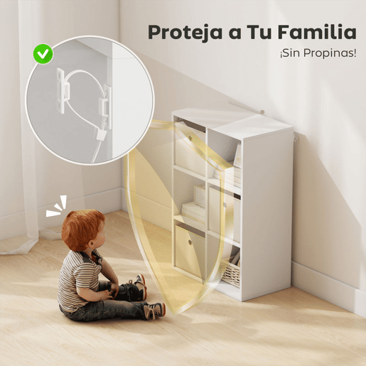 HOMCOM Estante Cubo Moderna Estante de Armazenamento Horizontal ou Vertical com 6 Compartimentos Abertos e 3 Gavetas de Tecido para Sala de Estar Quarto Escritório 53,7x30x79,8 cm Branco e Bege
