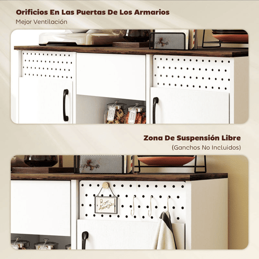 HOMCOM Aparador com 2 Portas e Painel Suspenso, Aparador para Sala de Estar 100x40x80 cm, com Gaveta, Compartimentos Abertos, Prateleiras Ajustáveis, para Cozinha, Entrada, Escritório, Branco