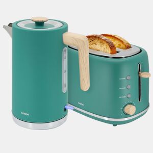 Briebe SKT1167GRE Nordic Conjunto de Torradeira de Pão com Fenda Larga, 2 Fatias + Chaleira Elétrica 1,7L sem Fio, sem BPA, 2200, Verde