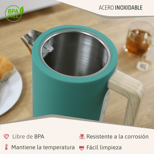 Briebe SKT1167GRE Nordic Conjunto de Torradeira de Pão com Fenda Larga, 2 Fatias + Chaleira Elétrica 1,7L sem Fio, sem BPA, 2200, Verde