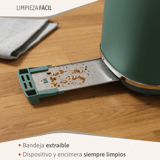 Briebe SKT1167GRE Nordic Conjunto de Torradeira de Pão com Fenda Larga, 2 Fatias + Chaleira Elétrica 1,7L sem Fio, sem BPA, 2200, Verde
