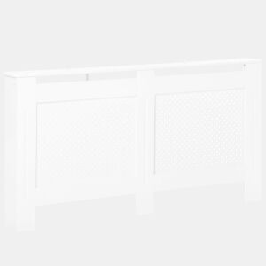HOMCOM Cobertura para Radiador 151,5x19x82 cm Proteção para Radiador Moderna em MDF com Prateleira Superior e Ripas para Sala Quarto Corredor Branco