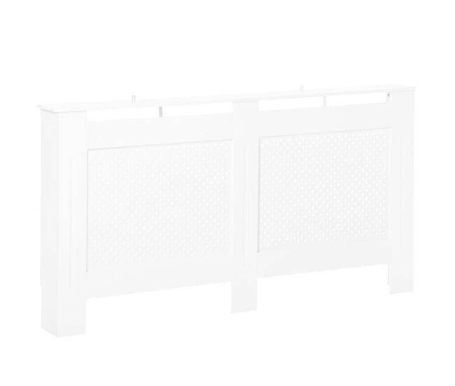 Homcom cubre radiadores, 151,5x19x82 cm, cubierta para radiador moderna de mdf, con estante superior y listones, para salón, dormitorio, pasillo,