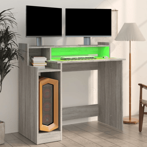 Secretária - Escrivaninha de computador com luzes LED 97x45x90 cm madeira processada sonoma