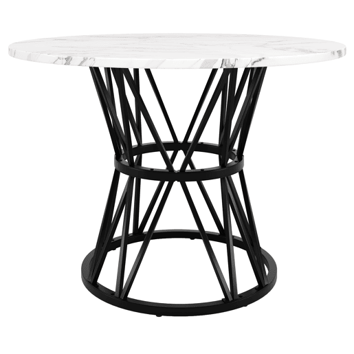Mesa redonda 100x100 cm - Mesa de jantar, mesa de centro para 4 pessoas, pernas de metal, tampo em MDF mármore - Preto