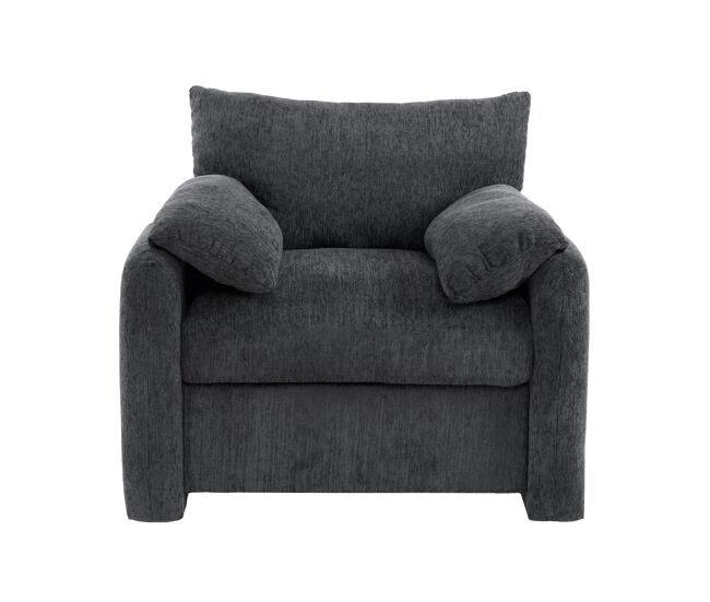 Sillón individual grande - diseño moderno, tela chenilla, sobre dimensión - gris