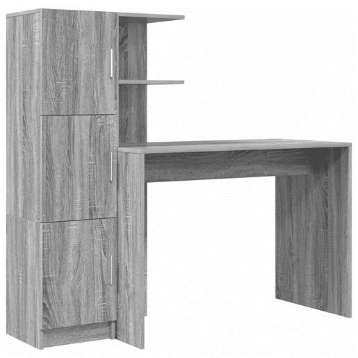 Secretária Escrivaninha de computador - com Armazenamento 2 pcs Sonoma cinzento 102 x 50 x 124 cm