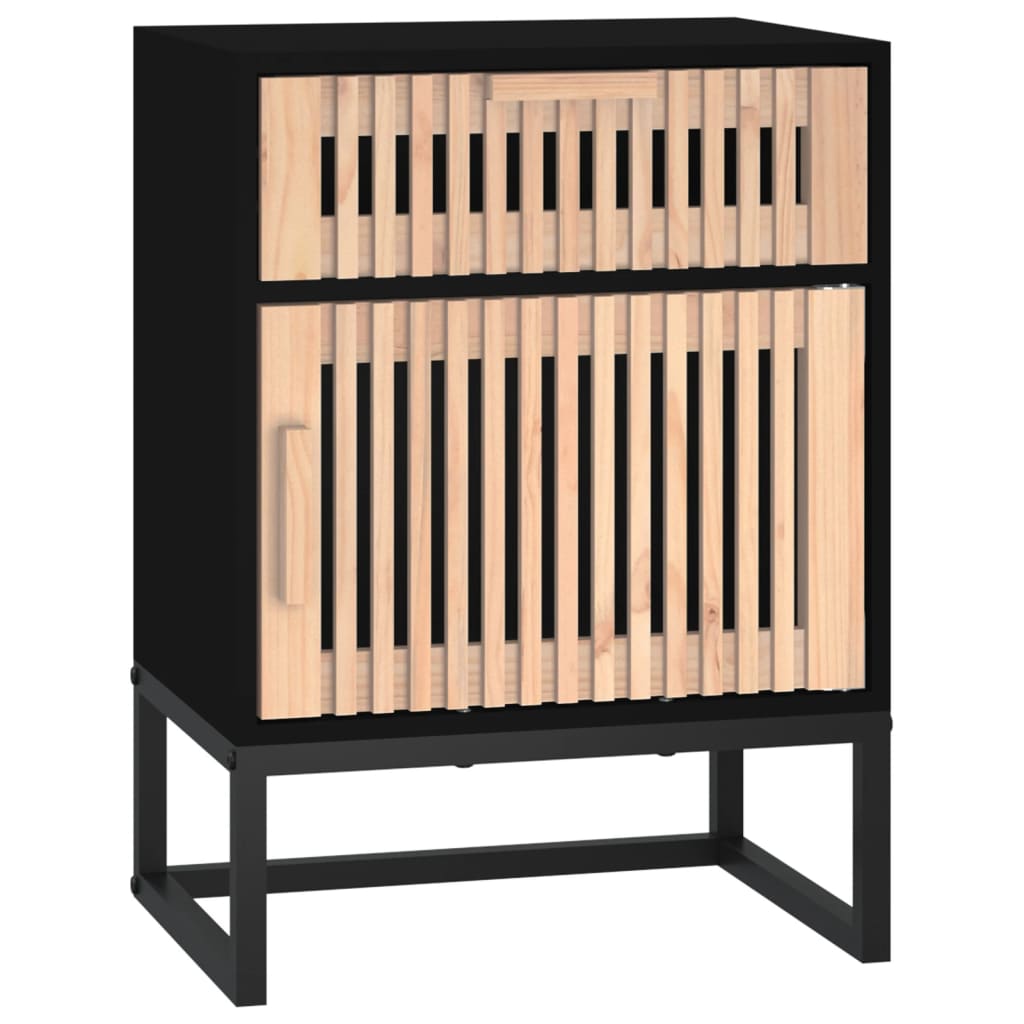 mesita de noche - mesilla de noche hierro y madera contrachapada negro 40x30x555 cm