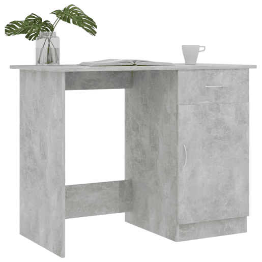 Secretária Escrivaninha de computador - 100x50x76 cm derivados de madeira cinzento cimento