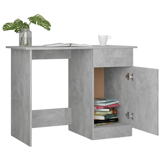 Secretária Escrivaninha de computador - 100x50x76 cm derivados de madeira cinzento cimento