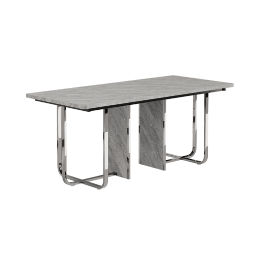 Mesa de jantar 180x80x75 cm - Mesa moderna, estável, com pernas metálicas, para 6 pessoas - Cinza + Prata