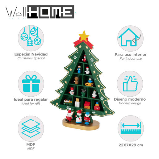 Estatueta de Árvore de Natal Well Home em MDF com Decoração