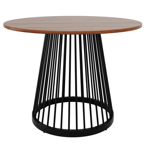 Mesa redonda 80x80x76 cm - Mesa de cozinha, mesa de café para 4 pessoas, com pernas de metal e tampo em MDF cor nogueira - Preto+Nogueira