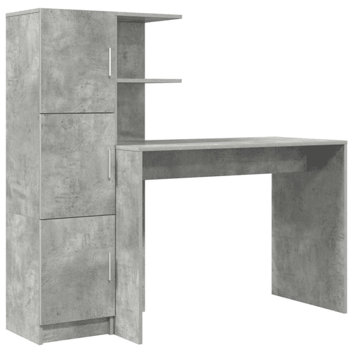 Secretária Escrivaninha de computador - com Armazenamento 2 pcs Cinzento 102 x 50 x 124 cm