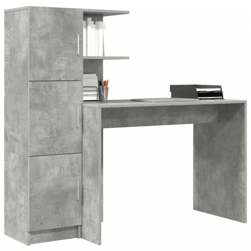 Secretária Escrivaninha de computador - com Armazenamento 2 pcs Cinzento 102 x 50 x 124 cm