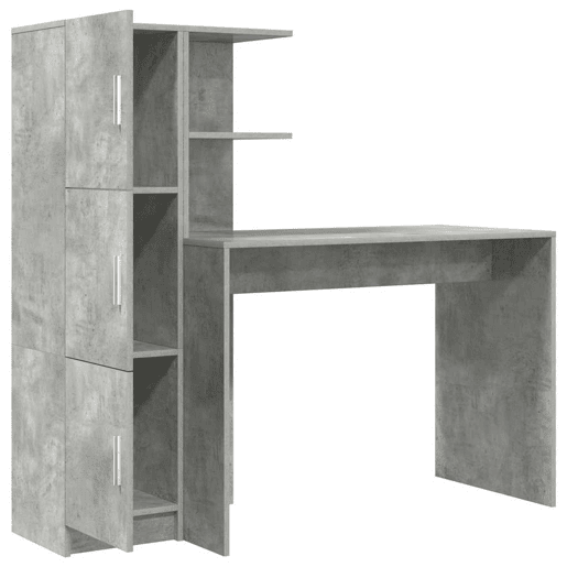 Secretária Escrivaninha de computador - com Armazenamento 2 pcs Cinzento 102 x 50 x 124 cm