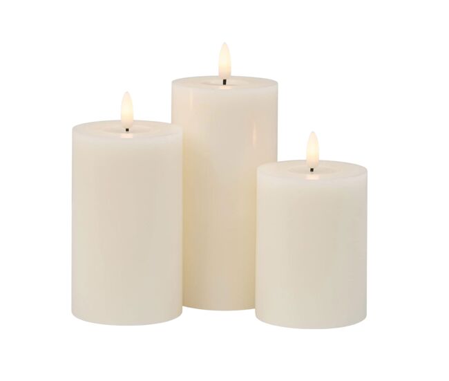 Well home juego de 3 velas led de cera con función de temporizador y diseño rústico