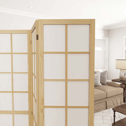 HOMCOM Biombo Dobrável de 4 Painéis Ecrã de Privacidade Separador de Ambientes de Interior para Sala de Estar Dormitório e Escritório 160x170 cm Madeira e Branco