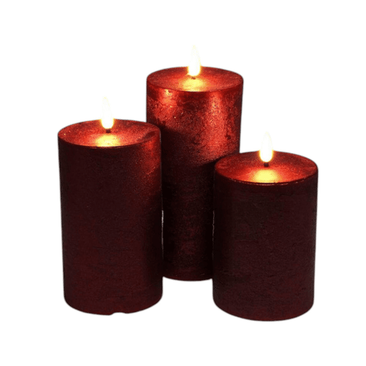Conjunto de 3 velas LED de superfície rústica Well Home