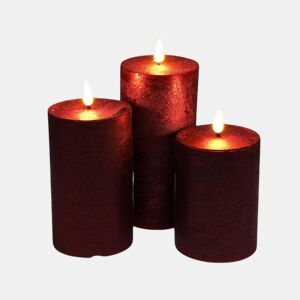 Conjunto de 3 velas LED de superfície rústica Well Home