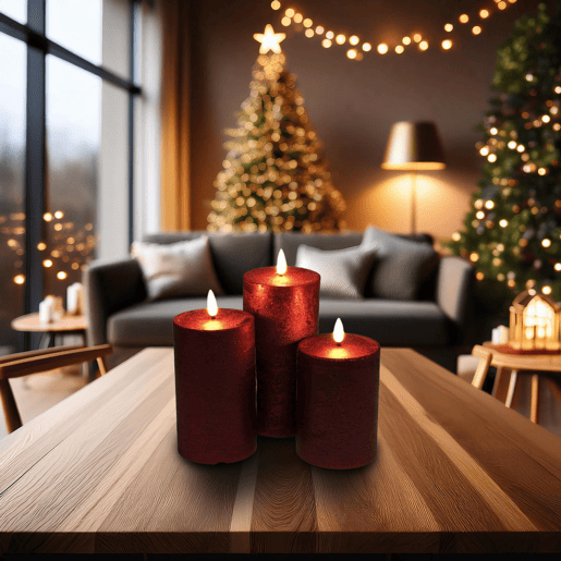 Conjunto de 3 velas LED de superfície rústica Well Home