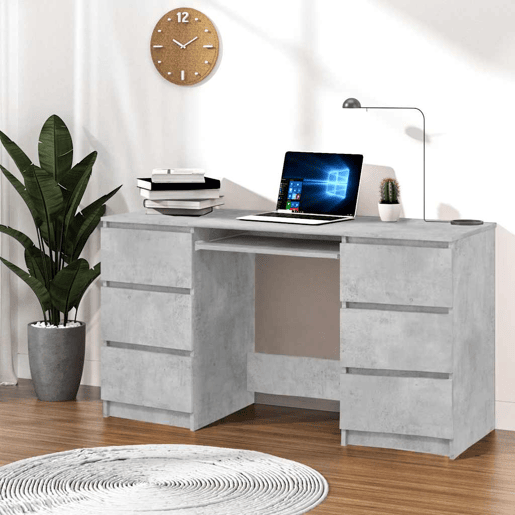Secretária Escrivaninha de computador - 140x50x77 cm contraplacado cinzento cimento