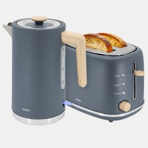 Briebe SKT1167GRY Nordic Conjunto de Torradeira de Pão com Fenda Larga, 2 Fatias + Chaleira Elétrica 1,7L sem Fio, sem BPA, 2200, Cinza