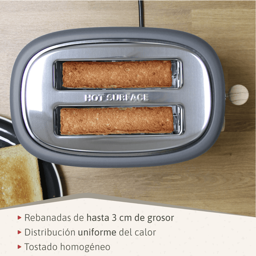 Briebe SKT1167GRY Nordic Conjunto de Torradeira de Pão com Fenda Larga, 2 Fatias + Chaleira Elétrica 1,7L sem Fio, sem BPA, 2200, Cinza