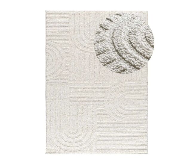 Alfombra geométrico con relieve blanco juno, 152x235 cm - atticgo