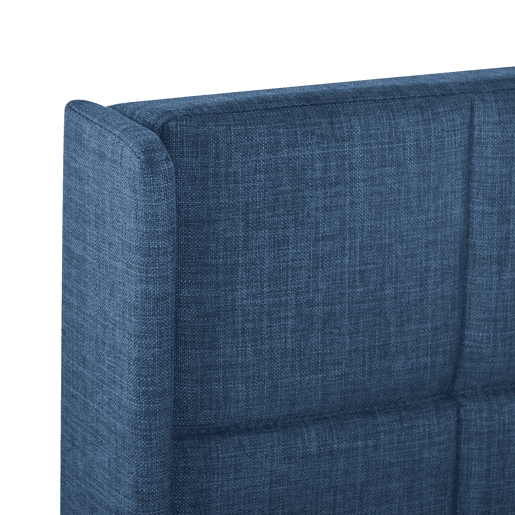 Cama Polsterbett 140x200cm - Com cabeceira acolchoada, com estrado, de linho azul, firmeza média - Azul