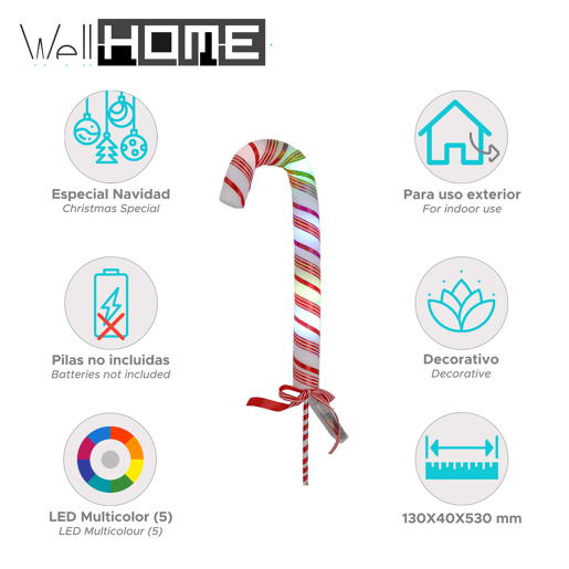 Bengala de doces de Natal Well Home com luzes LED Bengala de doces de Natal Well Home com luzes LED