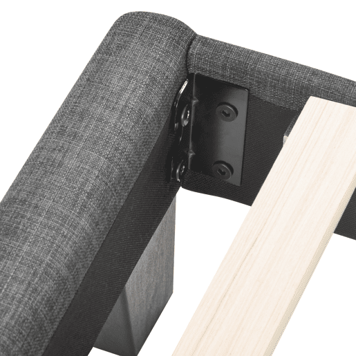 Cama Polsterbett 140x200cm - Com cabeceira acolchoada, com estrado - Cinza linho
