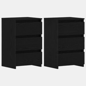 Lote de 2 Mesa De Cabeceira - Mesinha De Cabeceira Carvalho preto 40 x 35 x 62,5 cm