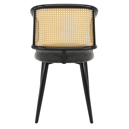 Cadeiras de sala de jantar 2 peças - encosto em rattan, almofada em veludo, estilo moderno e simples - Cinza