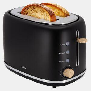 Briebe TA1166BLK Nordic Torradeira Ranhura Larga 2 Fatias, 6 Níveis de tostagem, Grelha de Aquecimento, Descongelação, 870, Preto