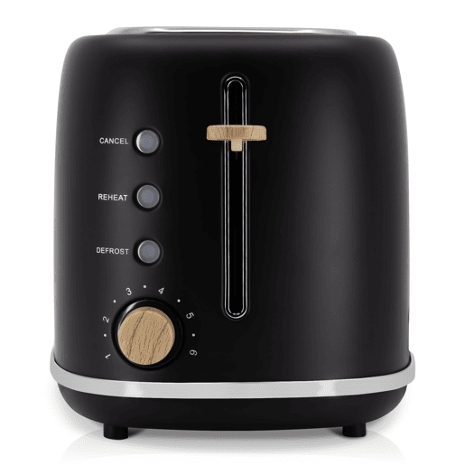 Briebe TA1166BLK Nordic Torradeira Ranhura Larga 2 Fatias, 6 Níveis de tostagem, Grelha de Aquecimento, Descongelação, 870, Preto