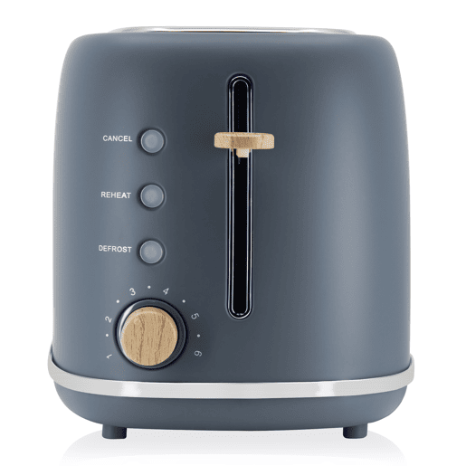 Briebe TA1166GRY Nordic Torradeira Ranhura Larga 2 Fatias, 6 Níveis de tostagem, Grelha de Aquecimento, Descongelação, 870, Cinza
