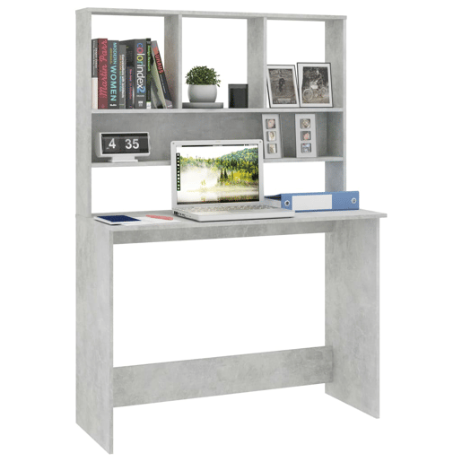 Secretária - Escrivaninha de computador c prateleiras 110x45x157cm contrap. cinzento cimento