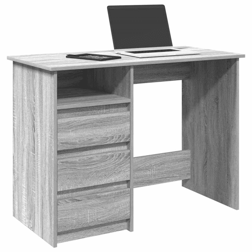 Secretária Escrivaninha de computador - 102x50x75 cm derivados de madeira cinzento sonoma