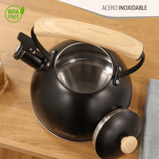 Briebe SKT1177BLK Nordic Tostapane a Fessura Larga a 2 Fette+ Chaleira de Indução com Apito, 2,3 L, 870, Preto
