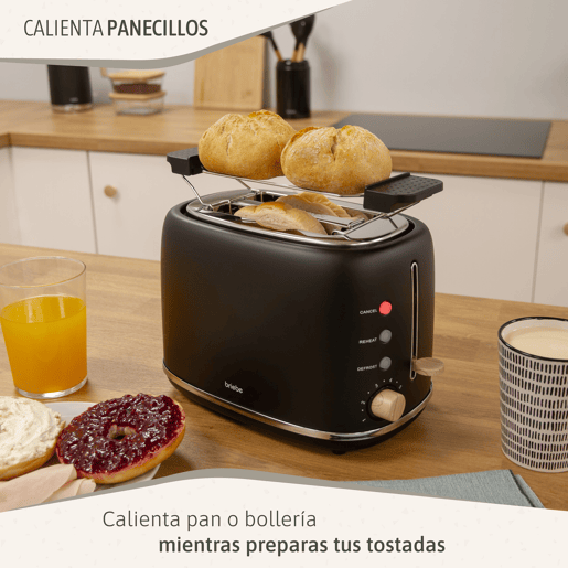 Briebe SKT1177BLK Nordic Tostapane a Fessura Larga a 2 Fette+ Chaleira de Indução com Apito, 2,3 L, 870, Preto